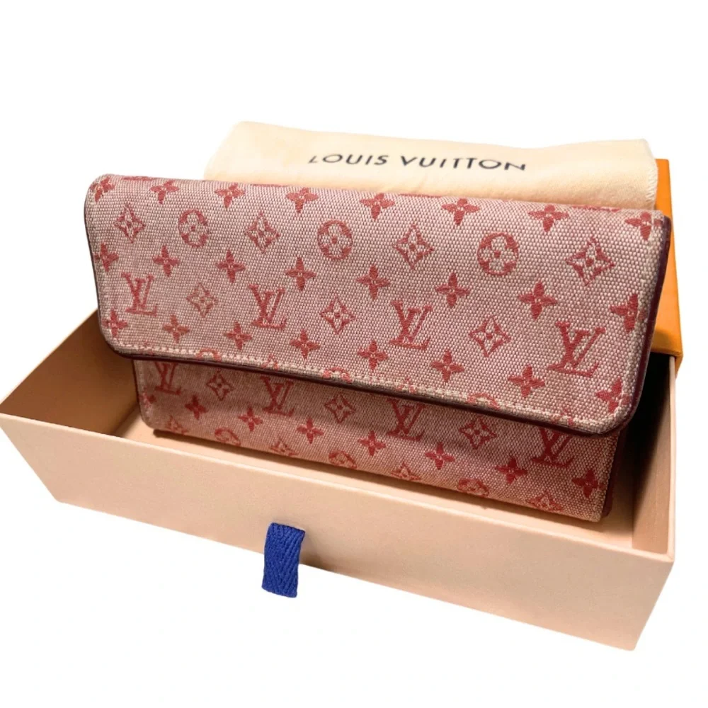 Louis Vuitton Pink Red Denim Long Wallet